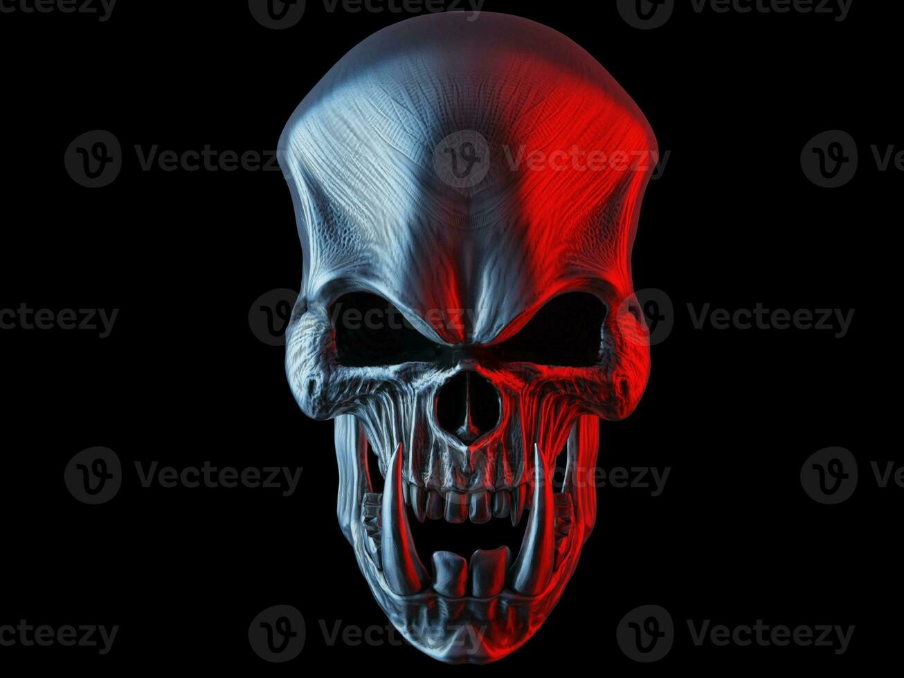 Demon orc skull with big sharp teeth photo