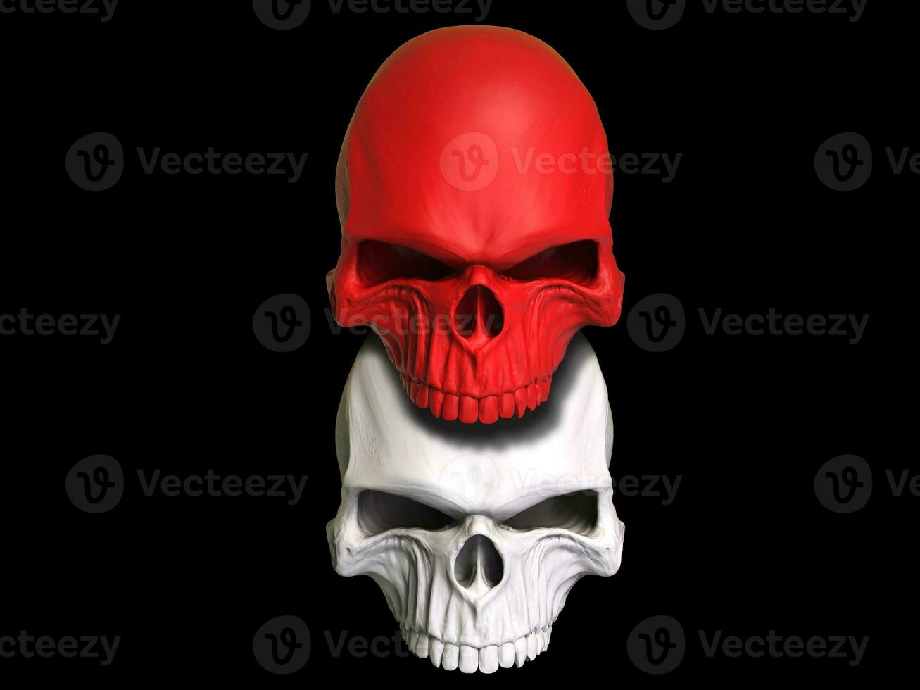 Red and white skulls on top of each other photo