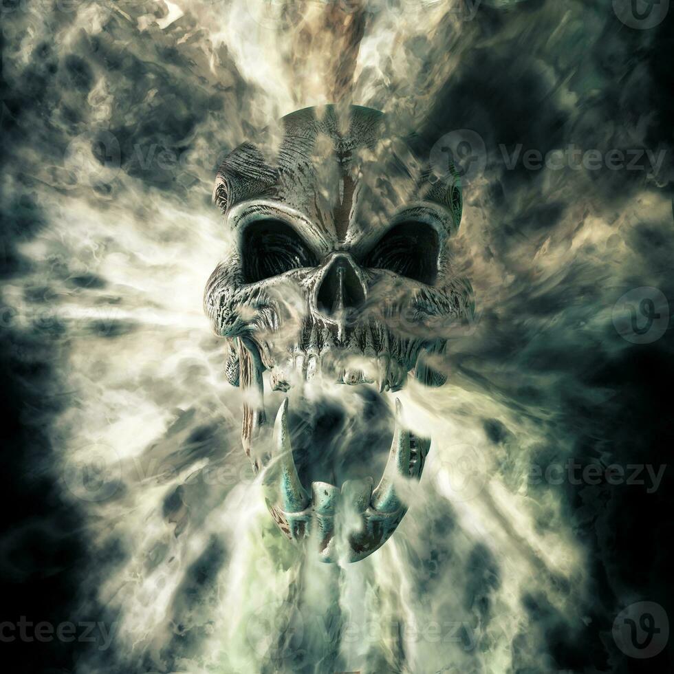 Demon skull apparition - smoke and fog effect photo