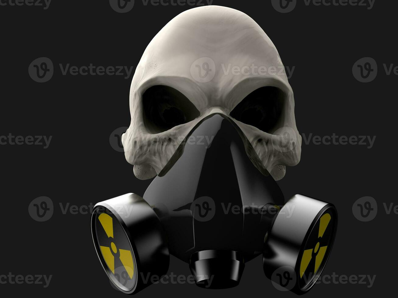 White death skull with radiation mask on photo