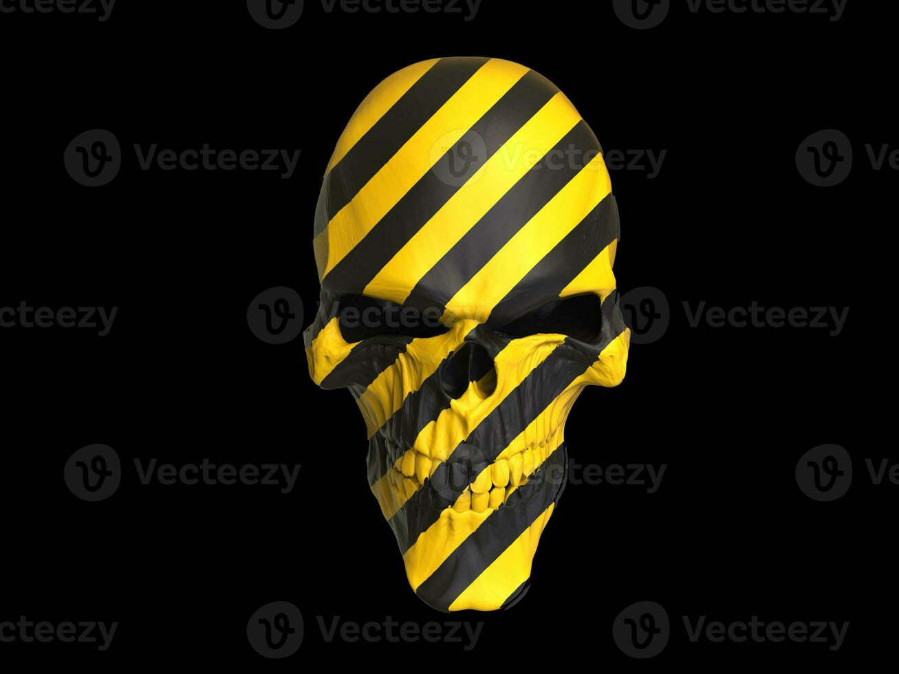 Black and yellow caution warning skull photo