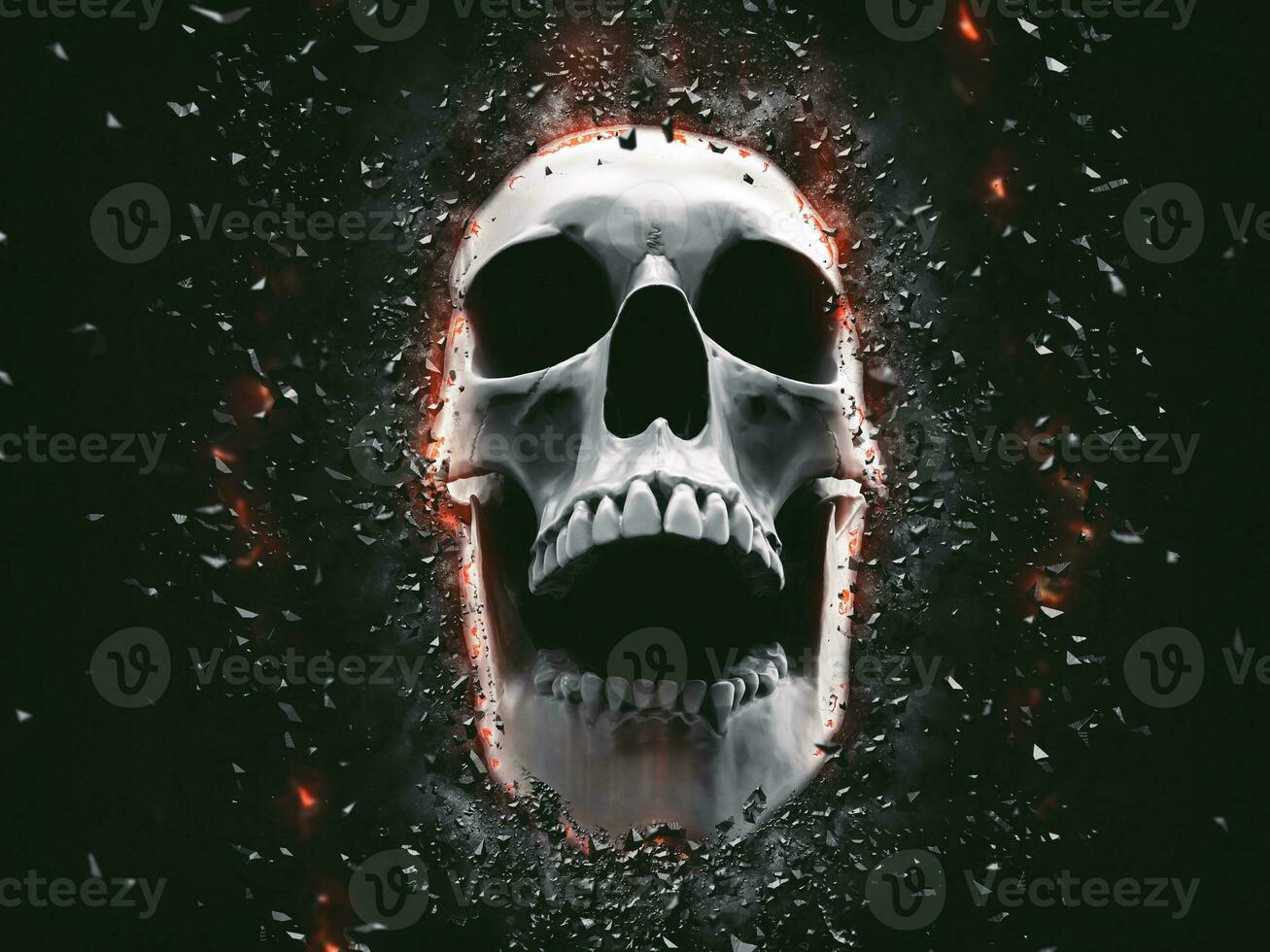 Skull bursting throgh the wall photo