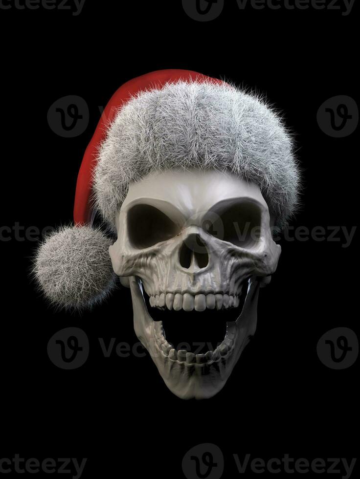 Screaming skull wearing a Santa hat photo
