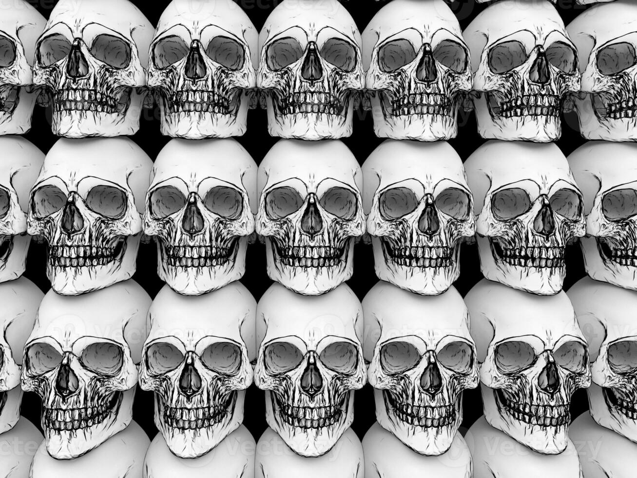 Tower of skulls - comic book style photo