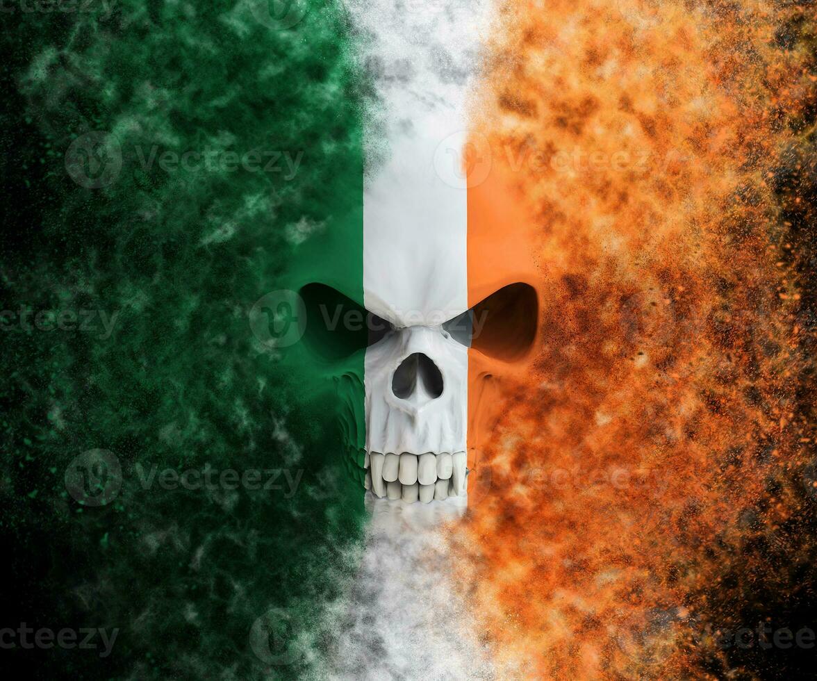 Irish vampire skull - particle FX - 3D Illustration photo