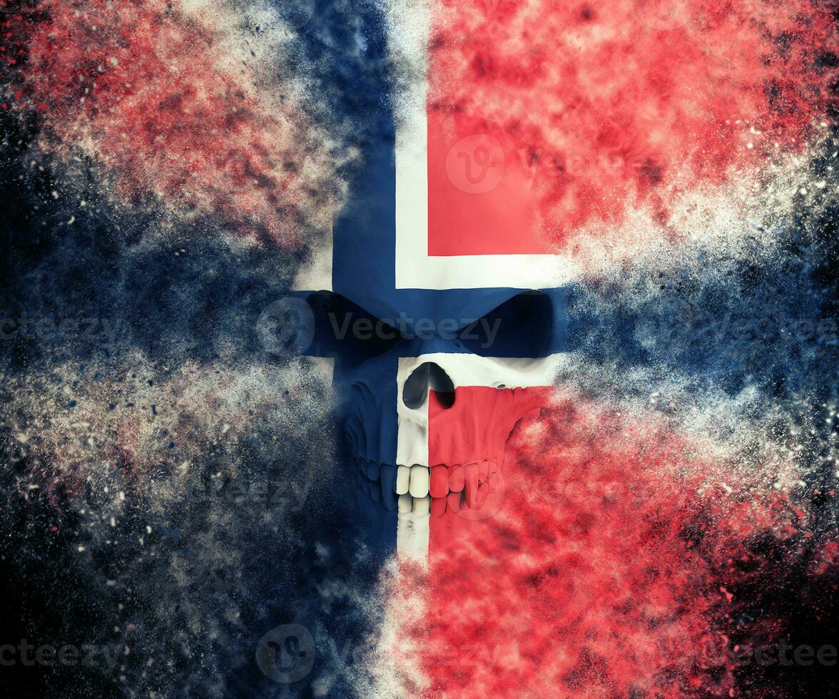 Norvegian demon flag skull - particle FX - 3D Illustration photo