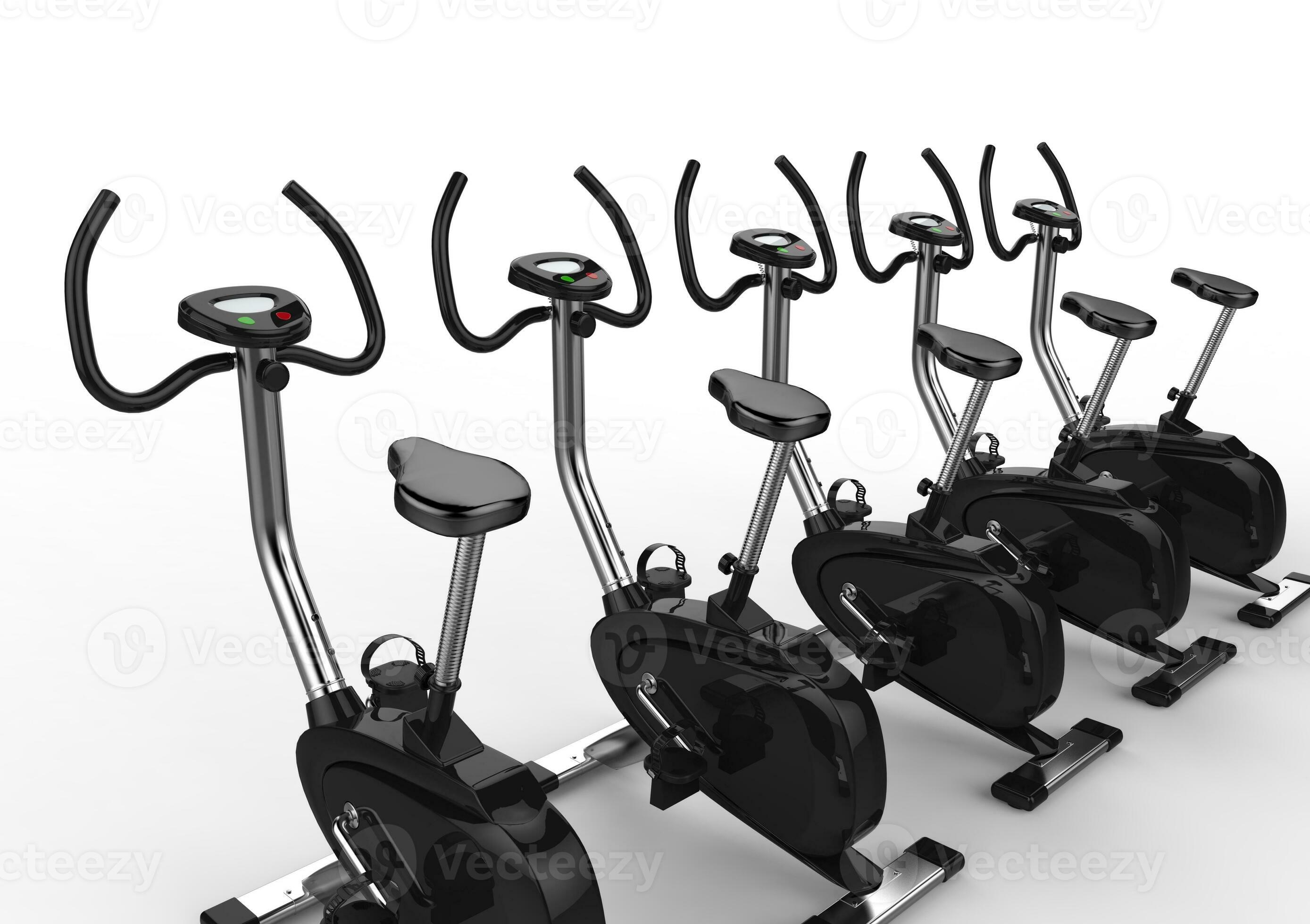 Row Of Stationary Bikes 31204666 Stock Photo at Vecteezy