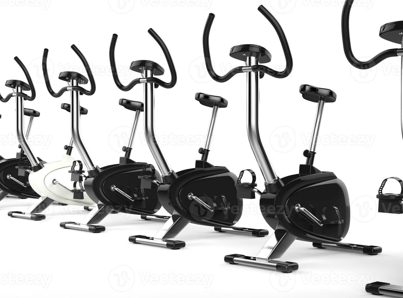 Row Of Stationary Bikes perspective shot. photo