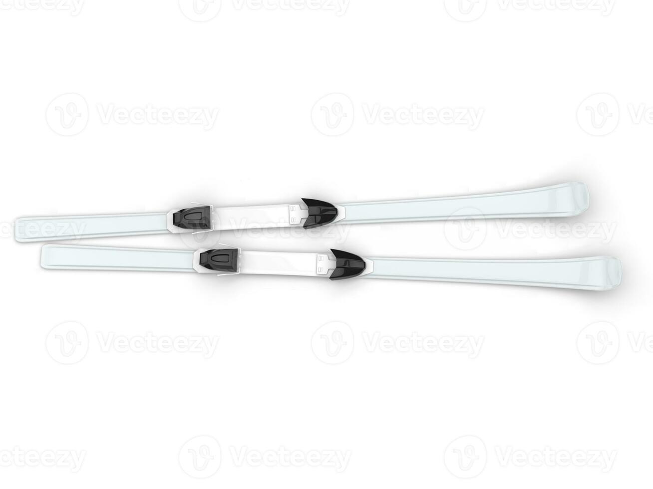 Skis - top view on white background, ideal for digital and print design. photo