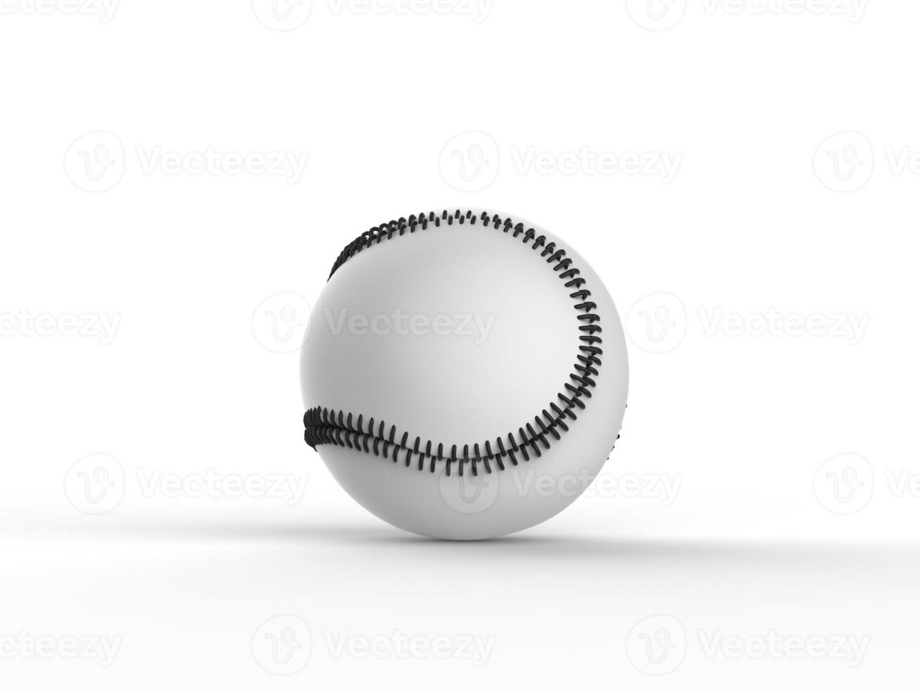 Baseball with black stitches - isolated on white background photo