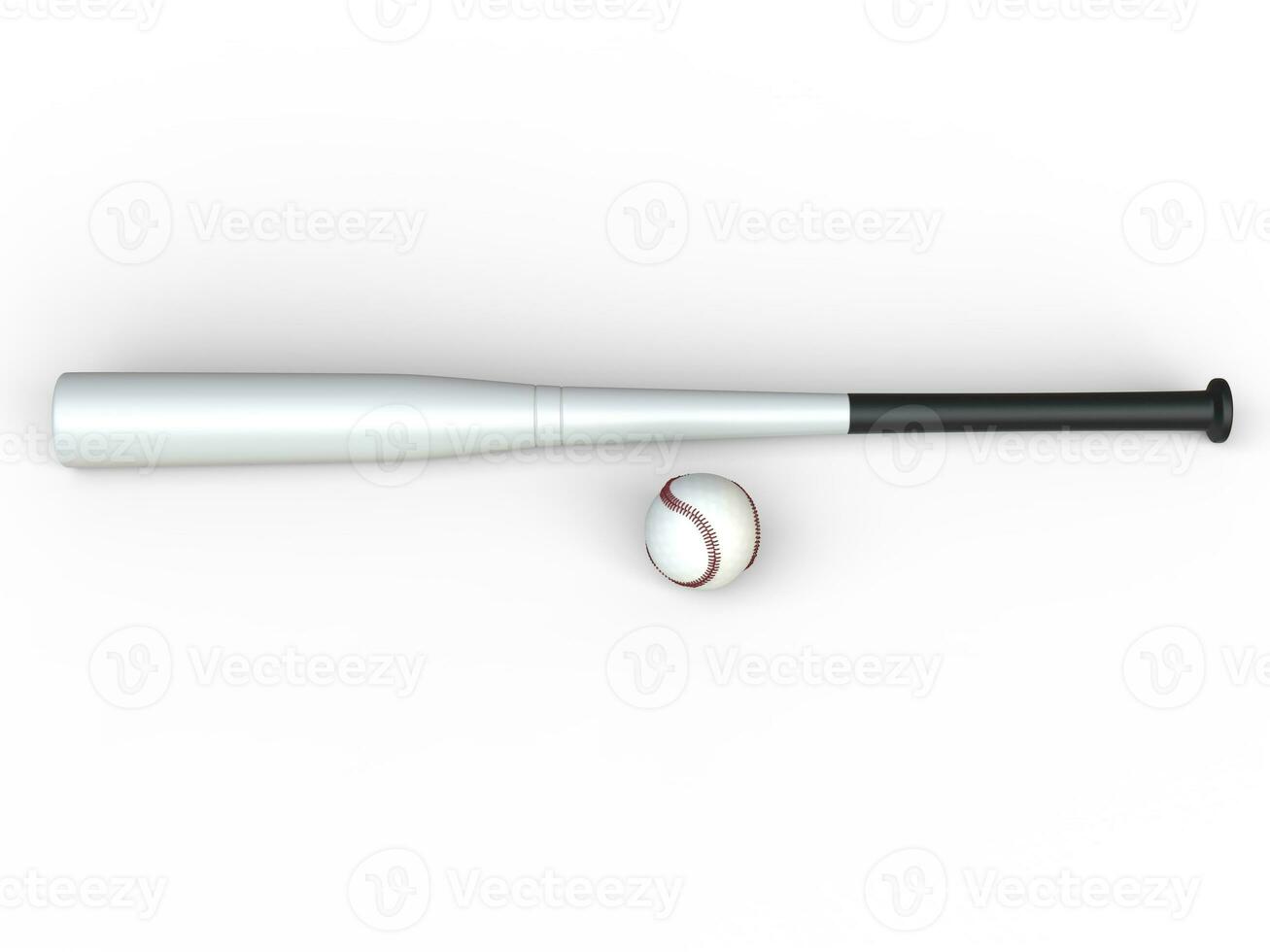 Baseball with white baseball bat - top view - isolated on white background photo