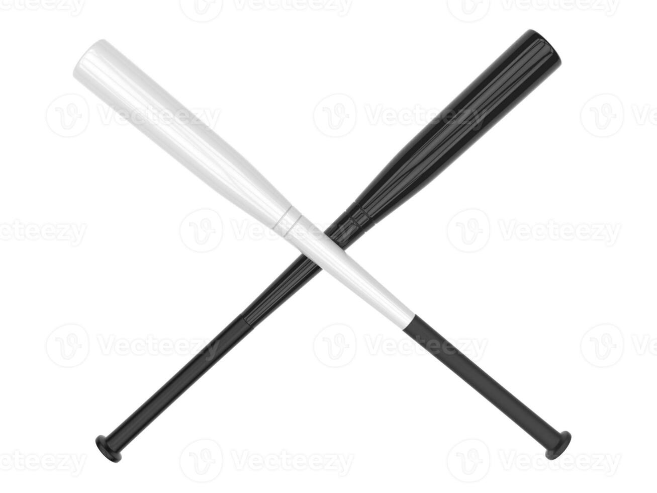 Black and white baseball bats crossed - isolated on white background photo