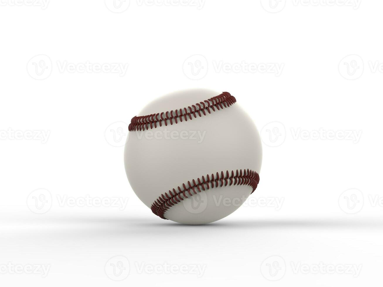 Baseball with dark red stitches - front view - isolated on white background photo