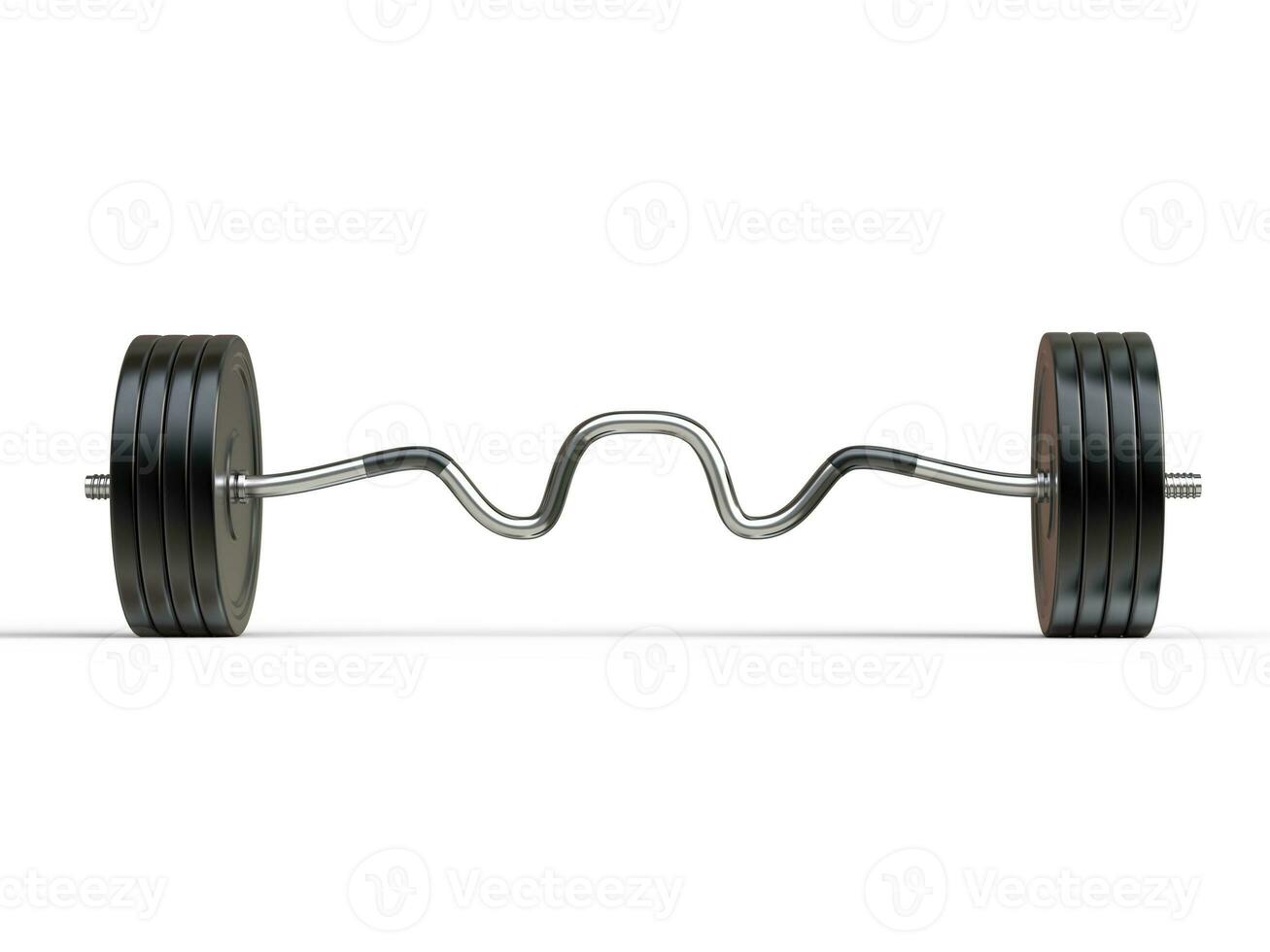 Big barbell weight with EZ bar - front view - isolated on white background - 3D render photo