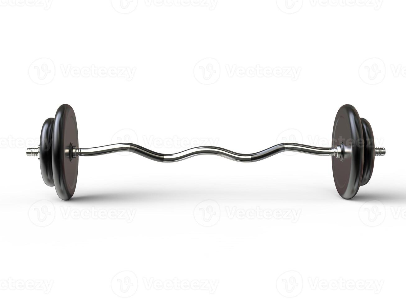 Barbell weight with curved bar and standard weight plates front