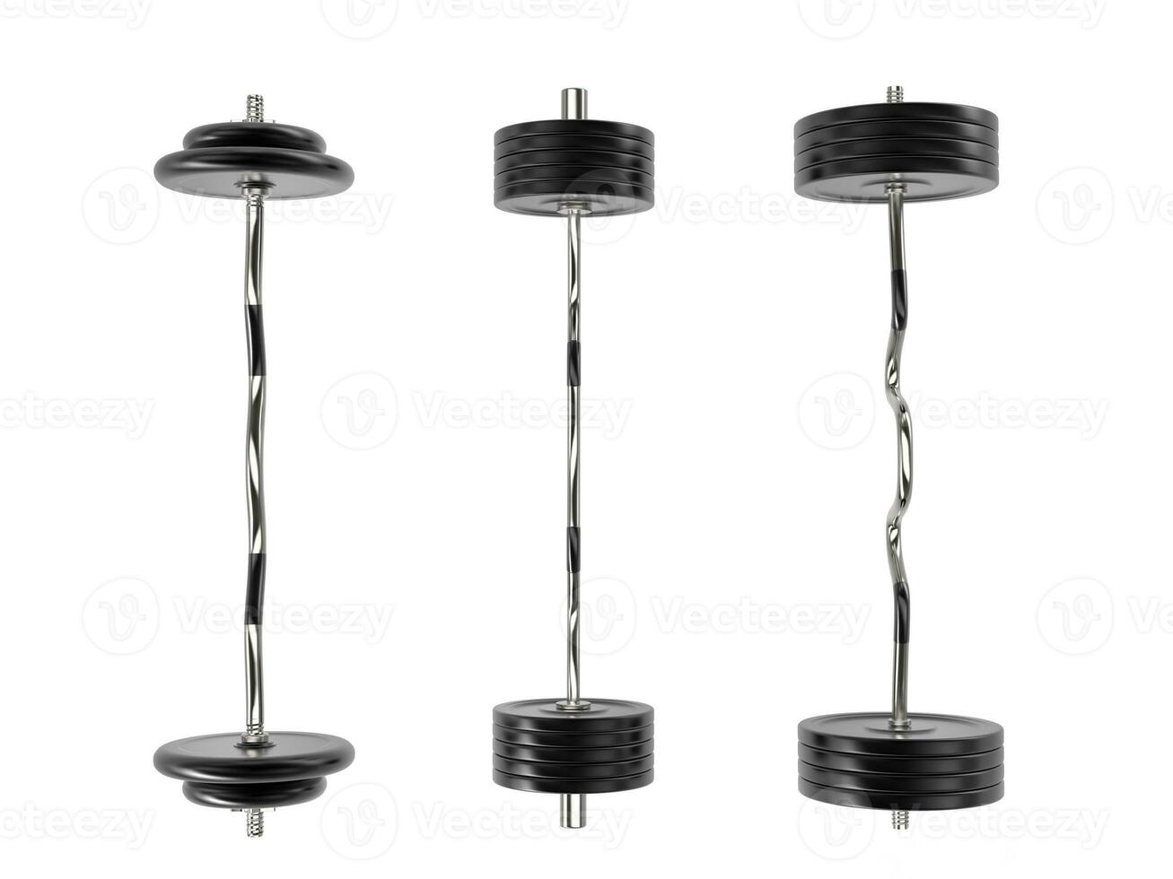 Various barbell weights - top view - isolated on white background - 3D illustration photo