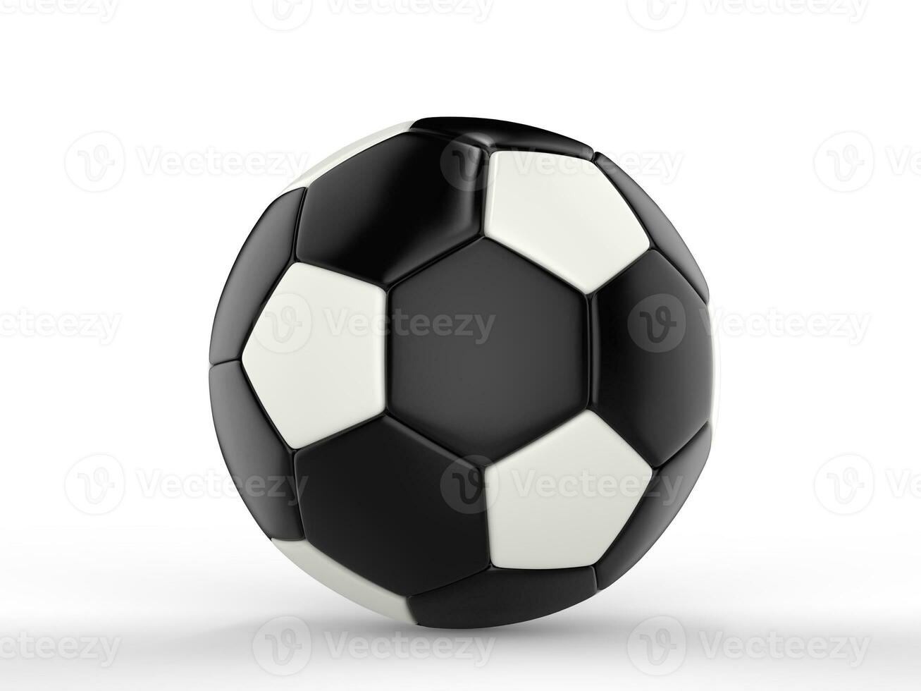 Black soccer ball with white tiles - side view photo