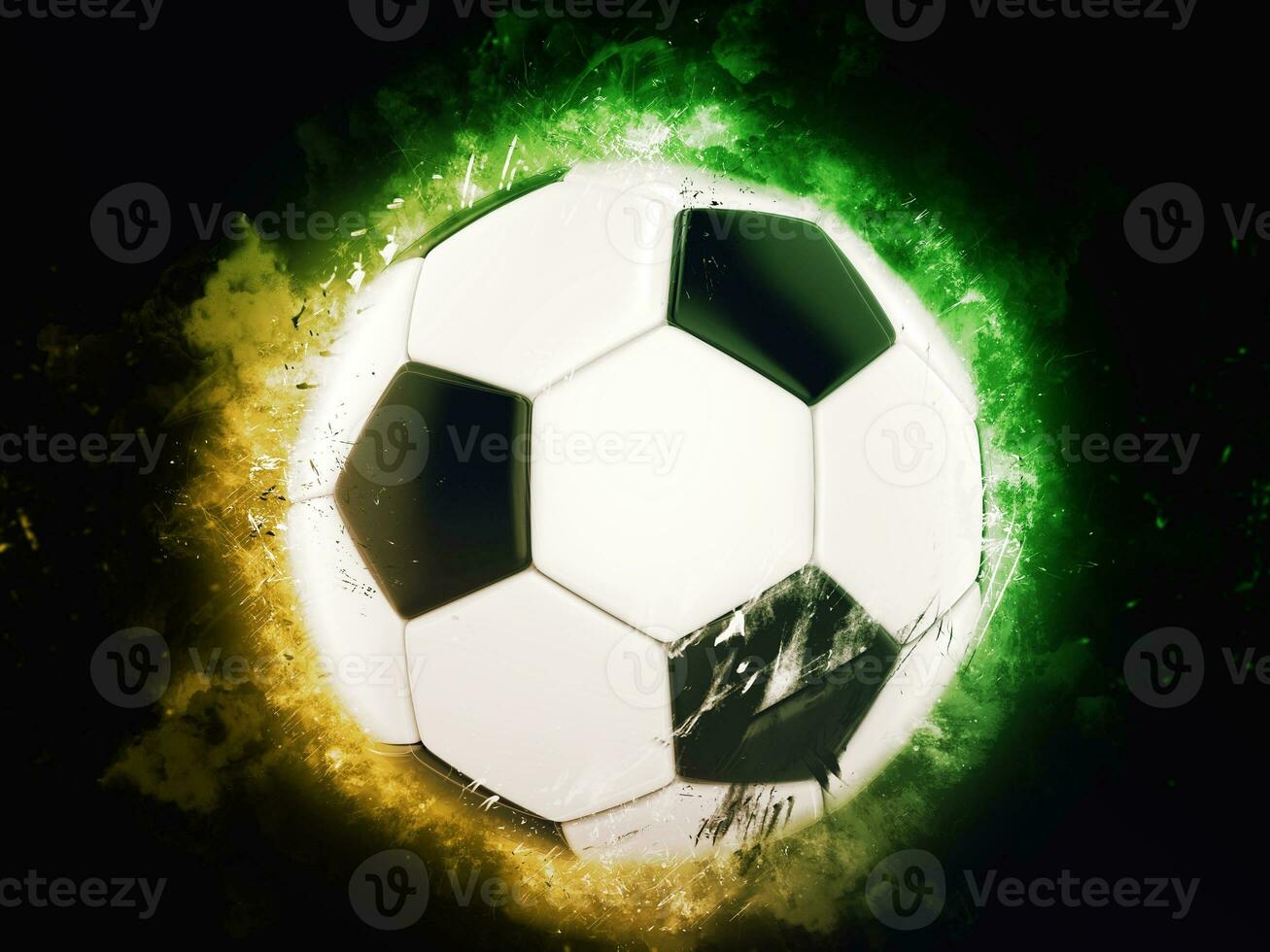 Soccer ball - yellow and green abstract background photo