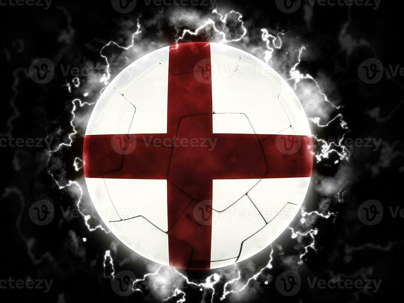 England flag painted on a football photo