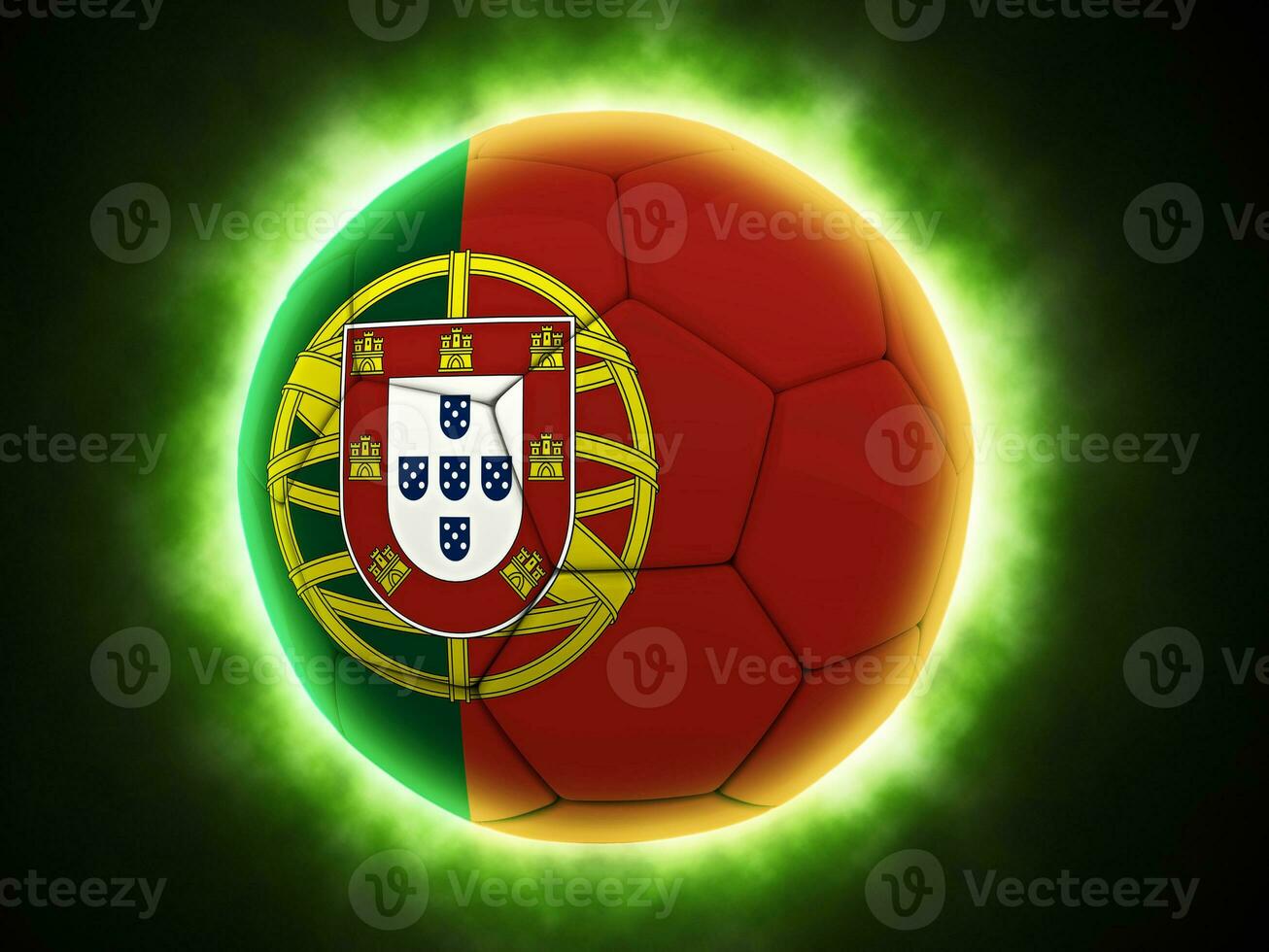 Portugal flag painted on a football photo