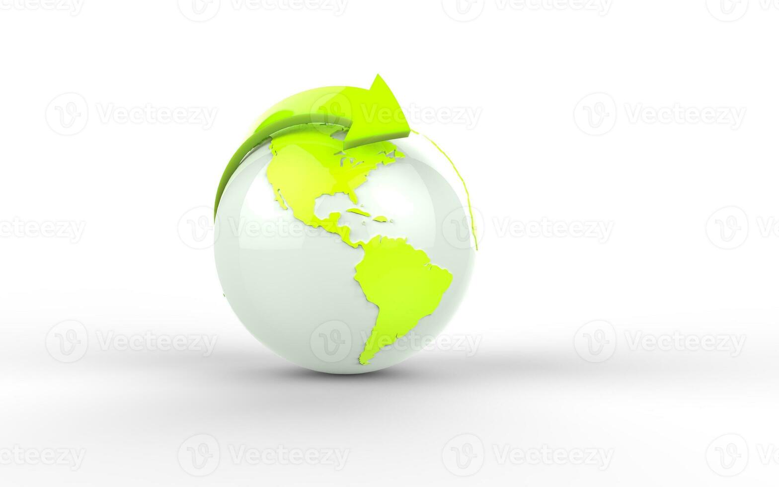 White globe with green continents photo