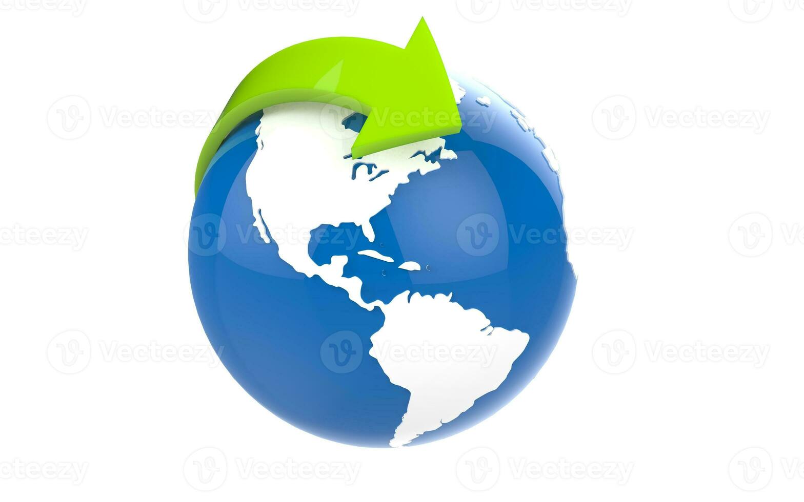 Blue earth globe with white continents photo