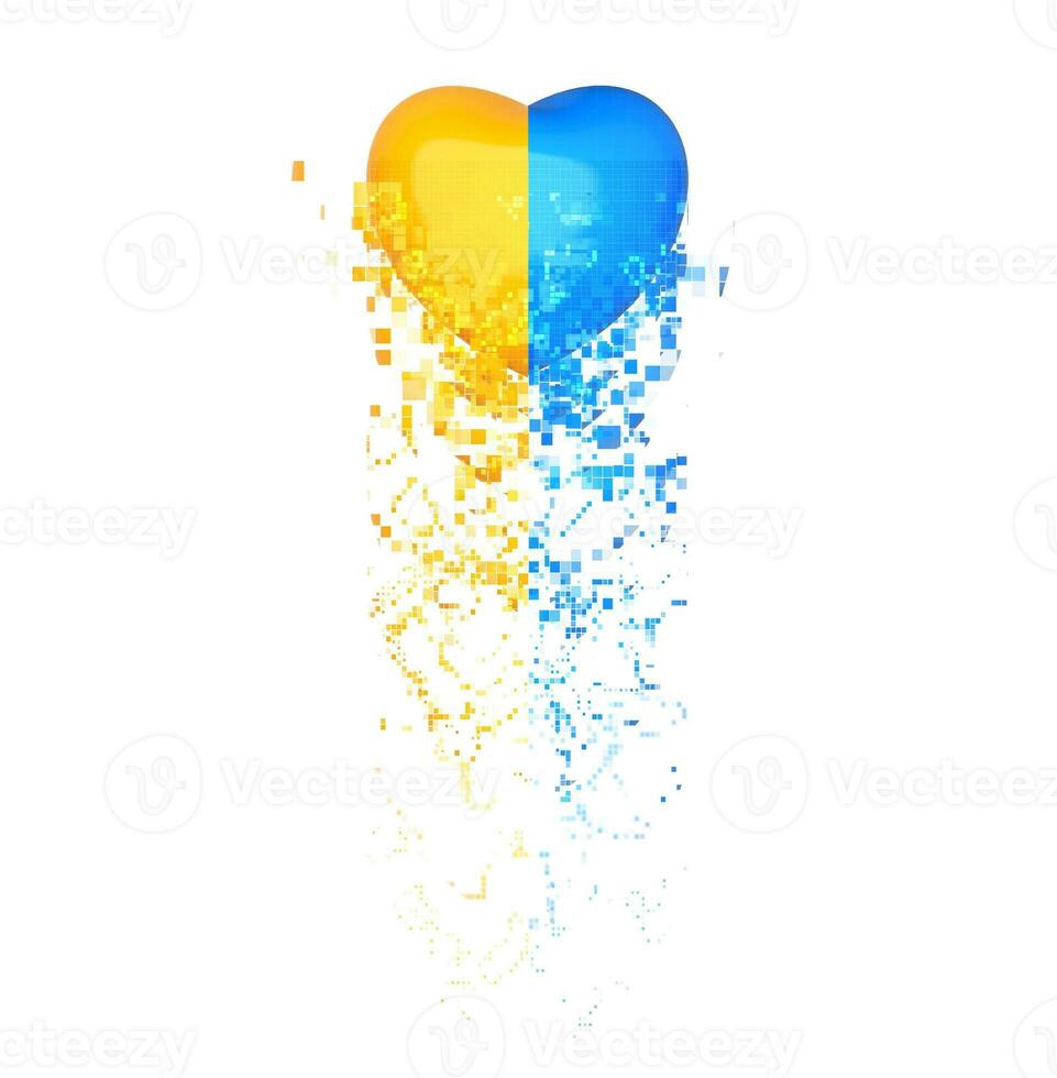 Blue and yellow heart - pixel flow photo