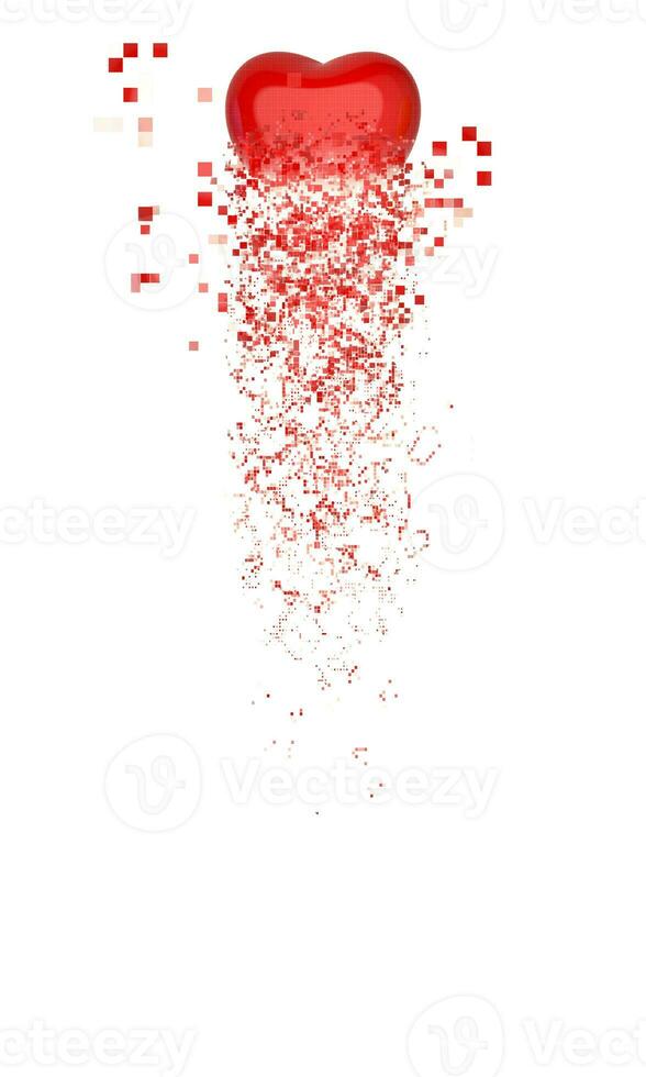 Red heart - particle disintegration photo