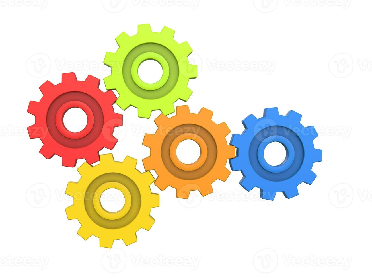 Colorful gears - front view - isolated on white background photo