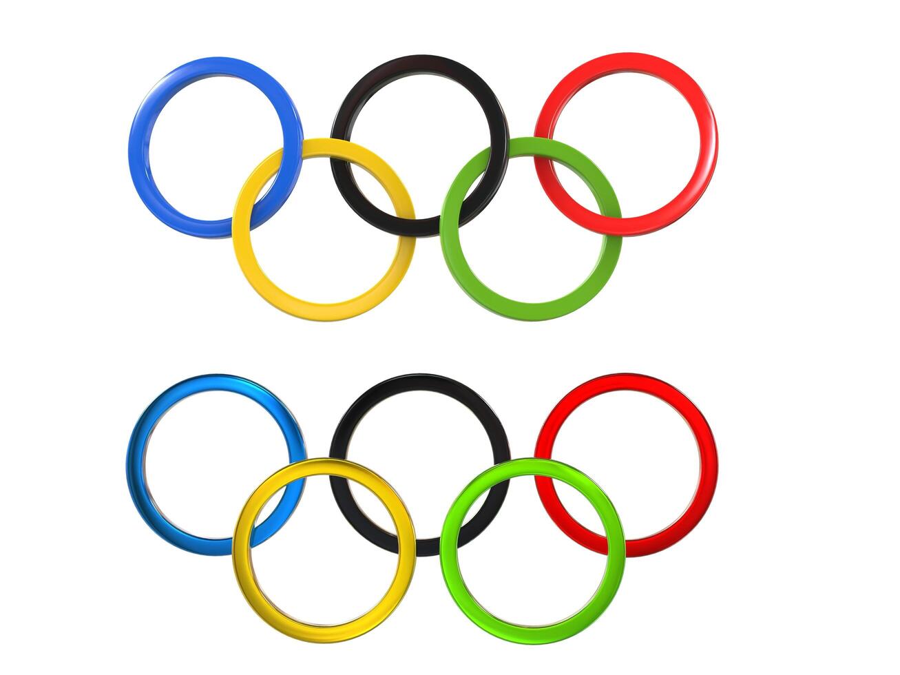 Olympic games symbol - two variations of the famous symbol - 3D Illustration photo