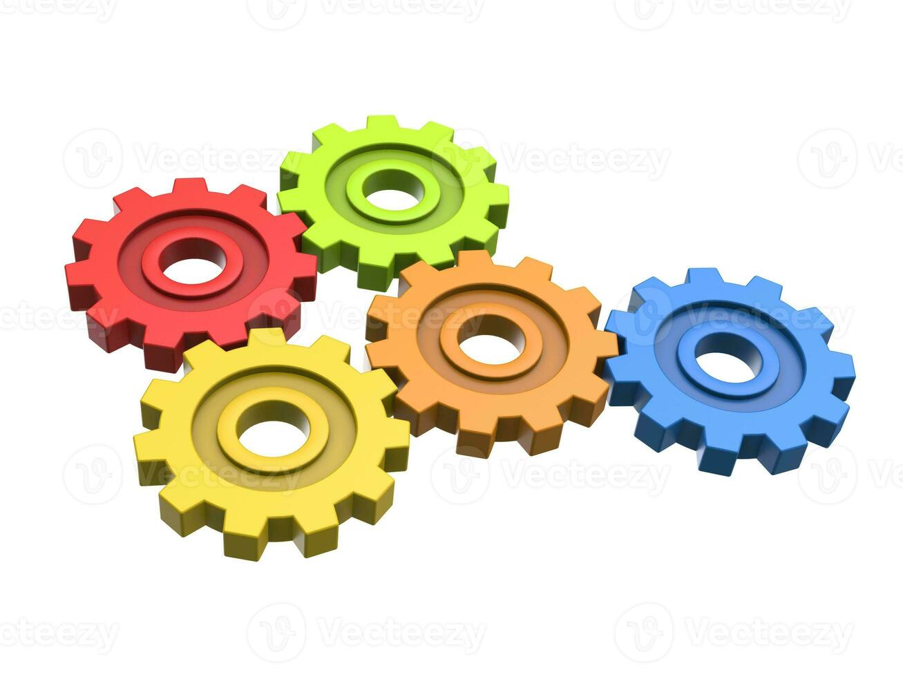 Colorful gears - low angle view - isolated on white background photo