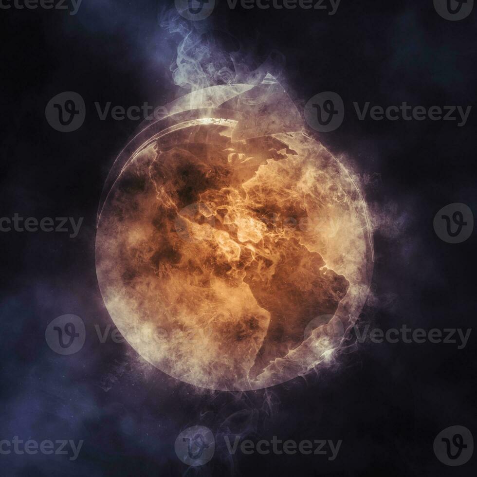 Fire smoke globe photo