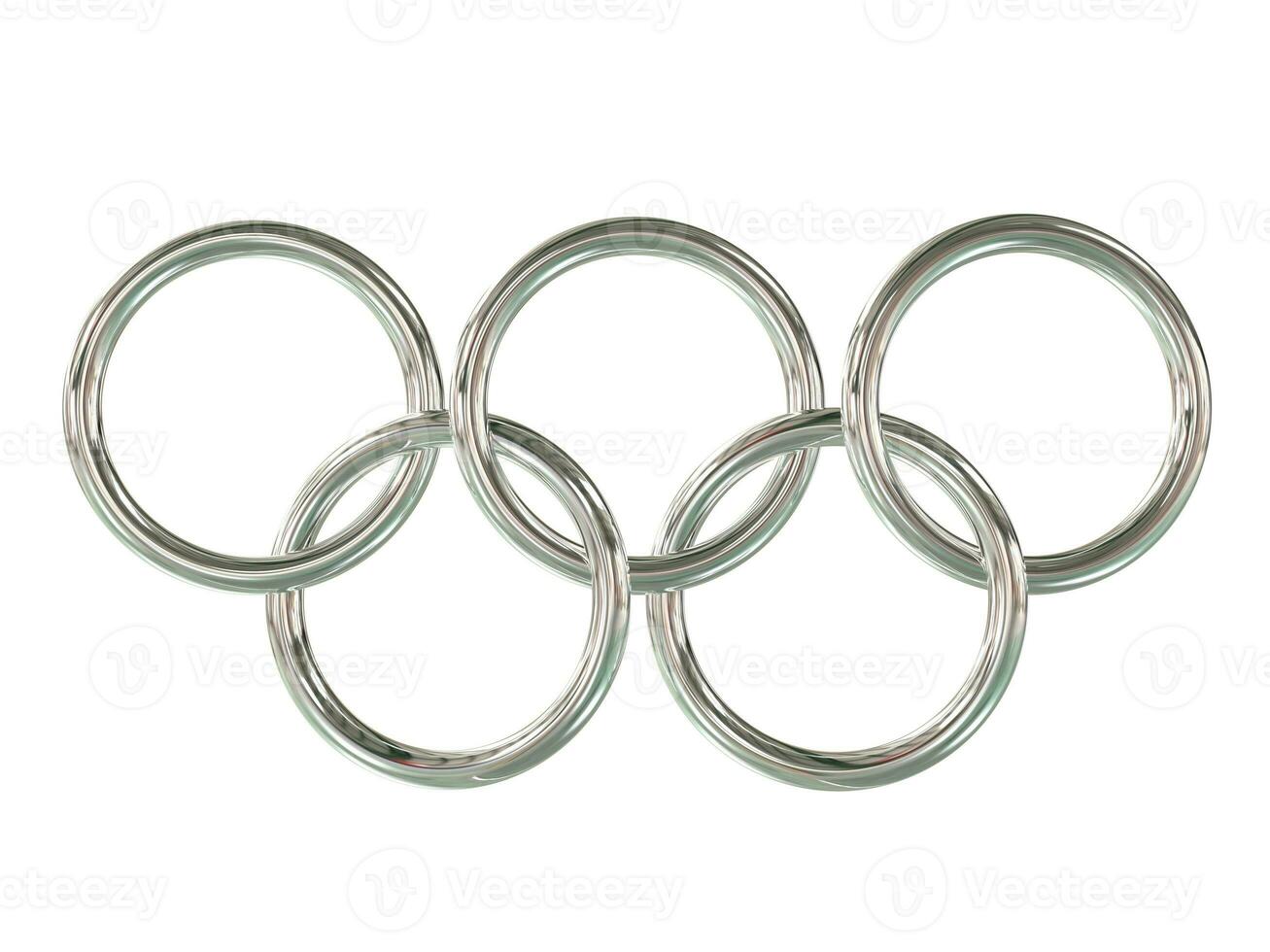 olímpico juegos anillos - cromo metal - 3d ilustración foto