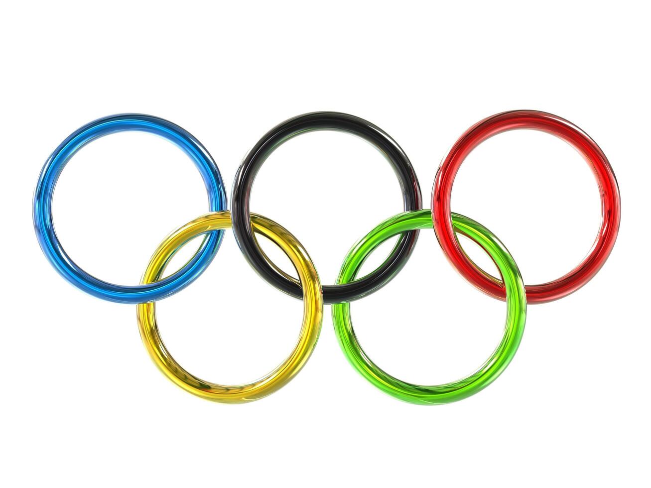 olímpico juegos anillos - cromo metálico foto