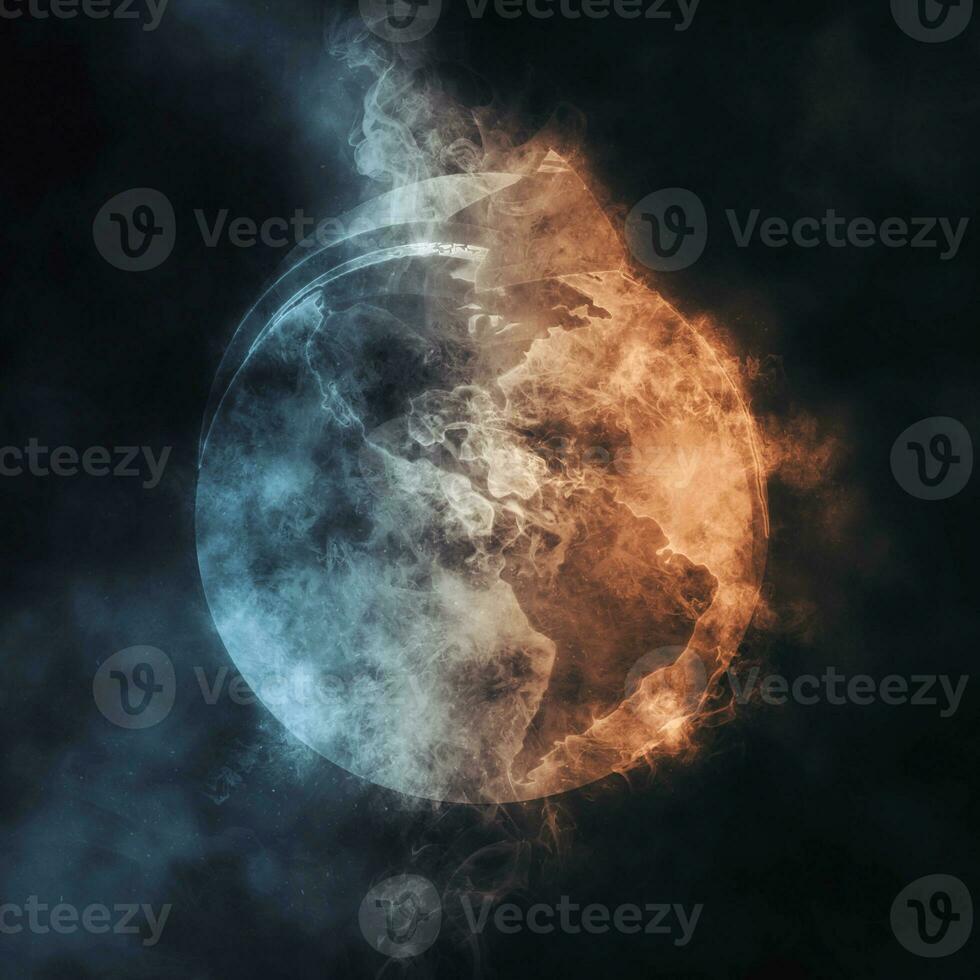 Smoke globe on dark background photo