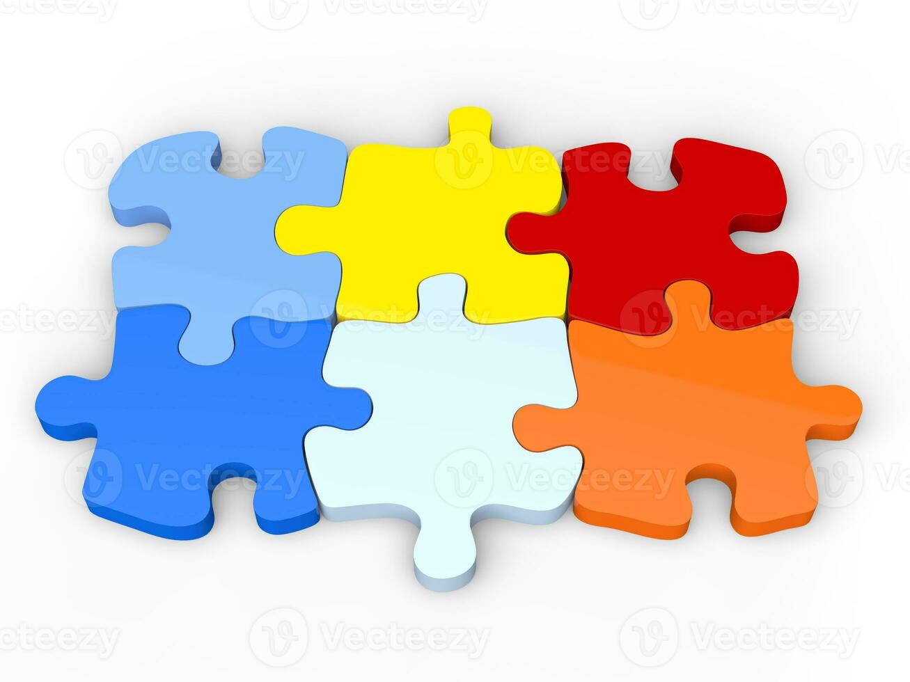 Colorful jigsaw puzzle pieces that fit together photo