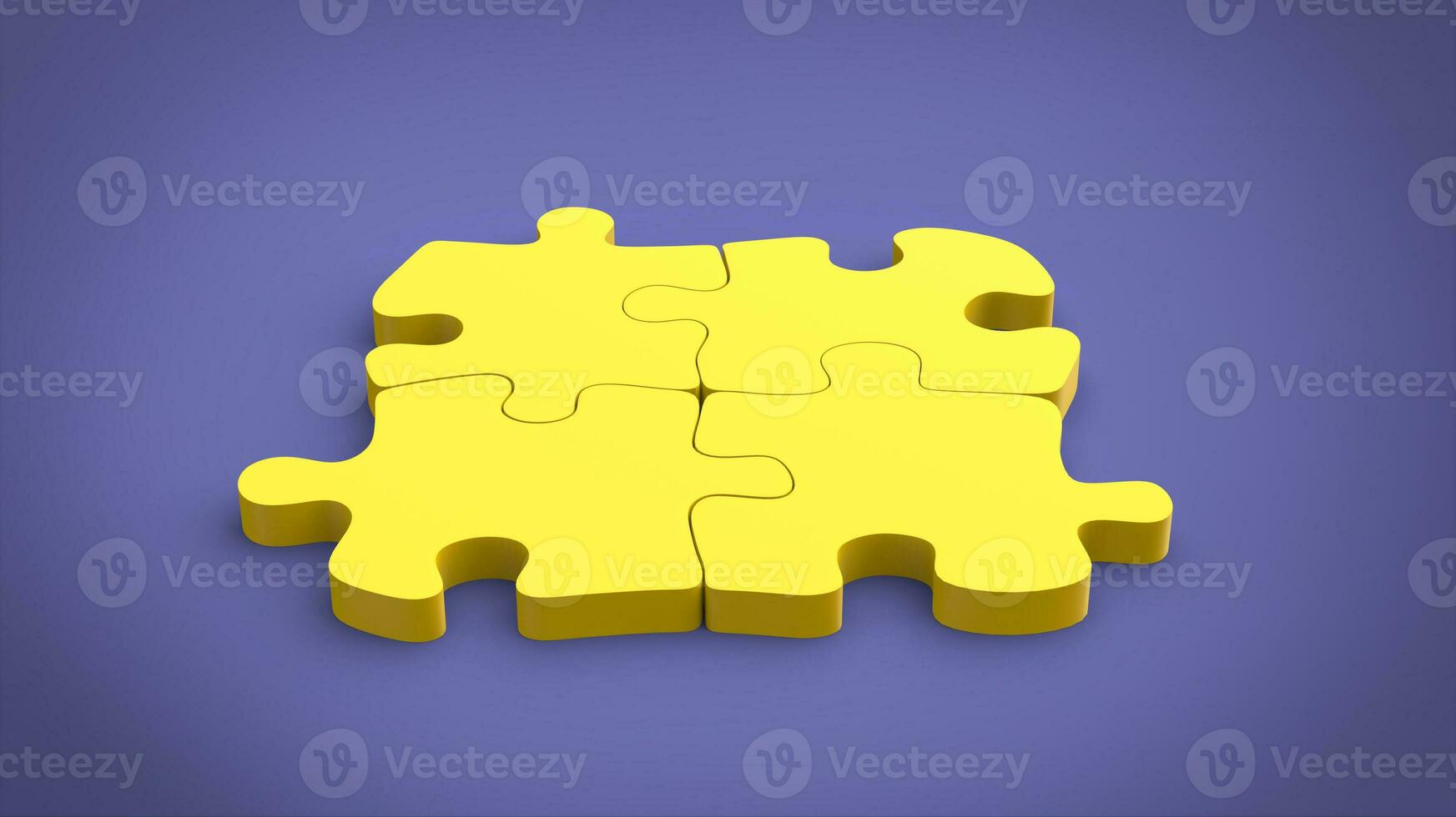 Yellow puzzle on purple background photo