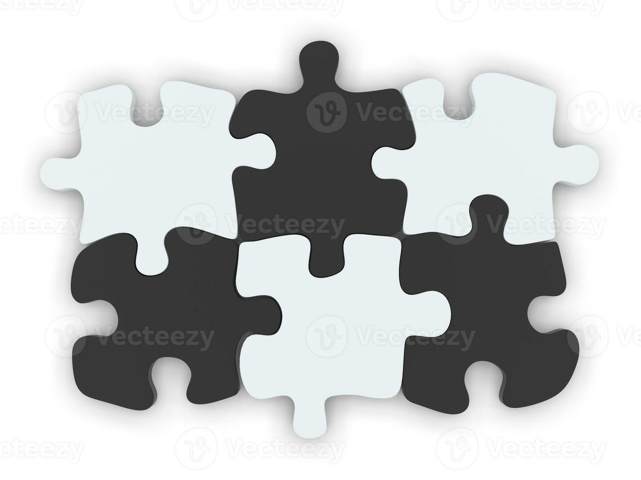 Black and white puzzle pieces fit together photo