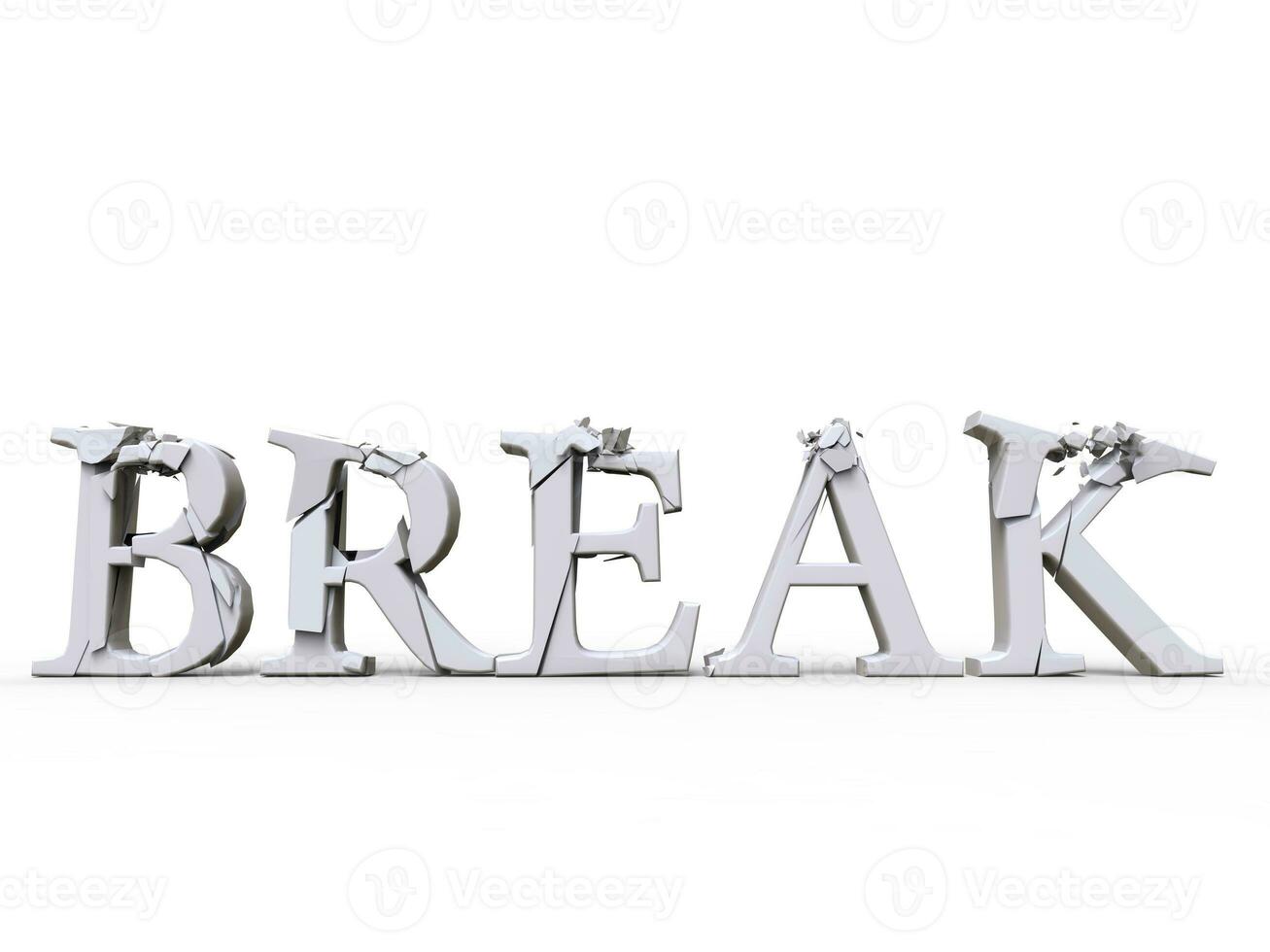 Fractured and broken font spelling out break photo