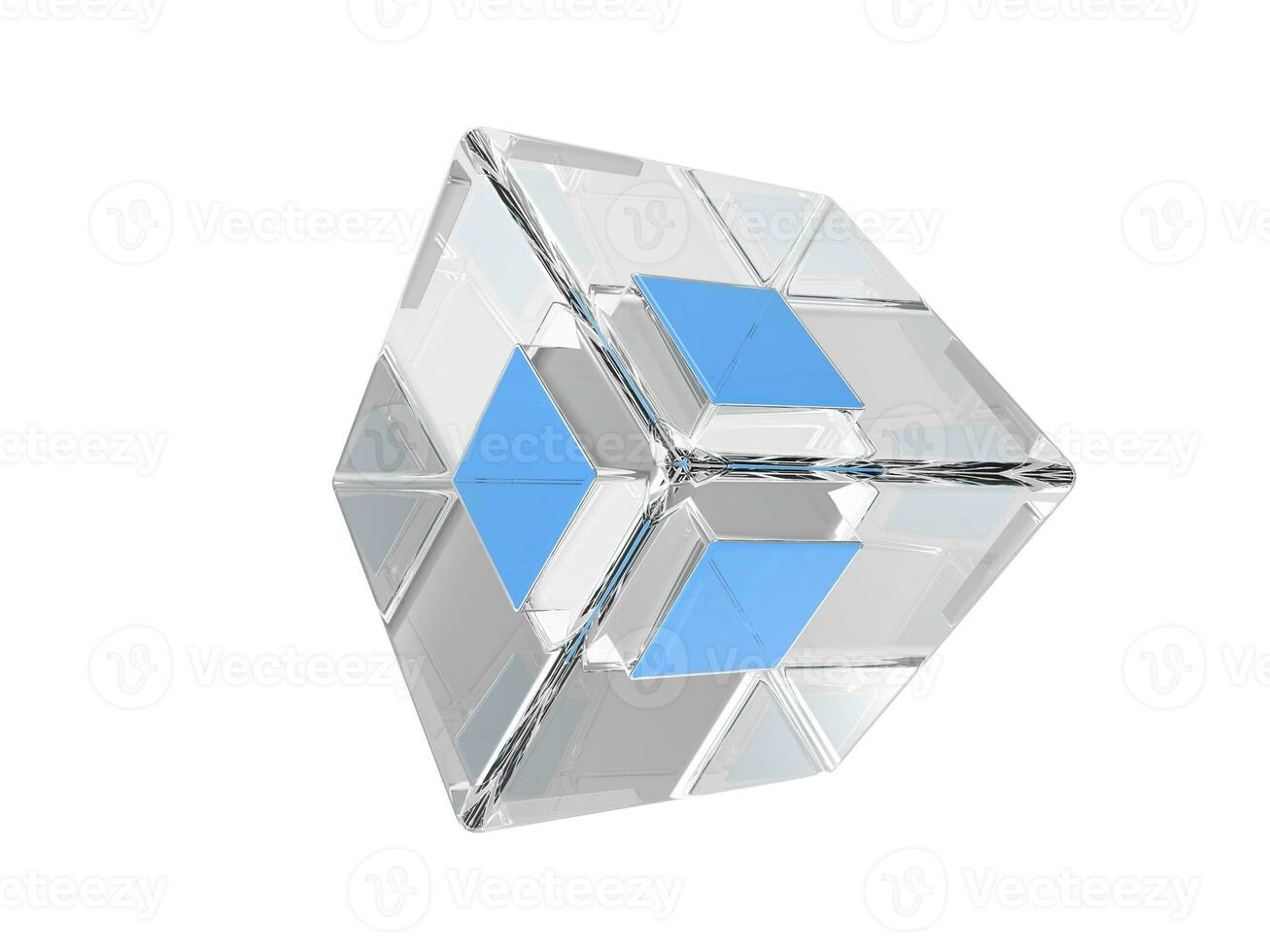 Abstract blue cube glass shape photo