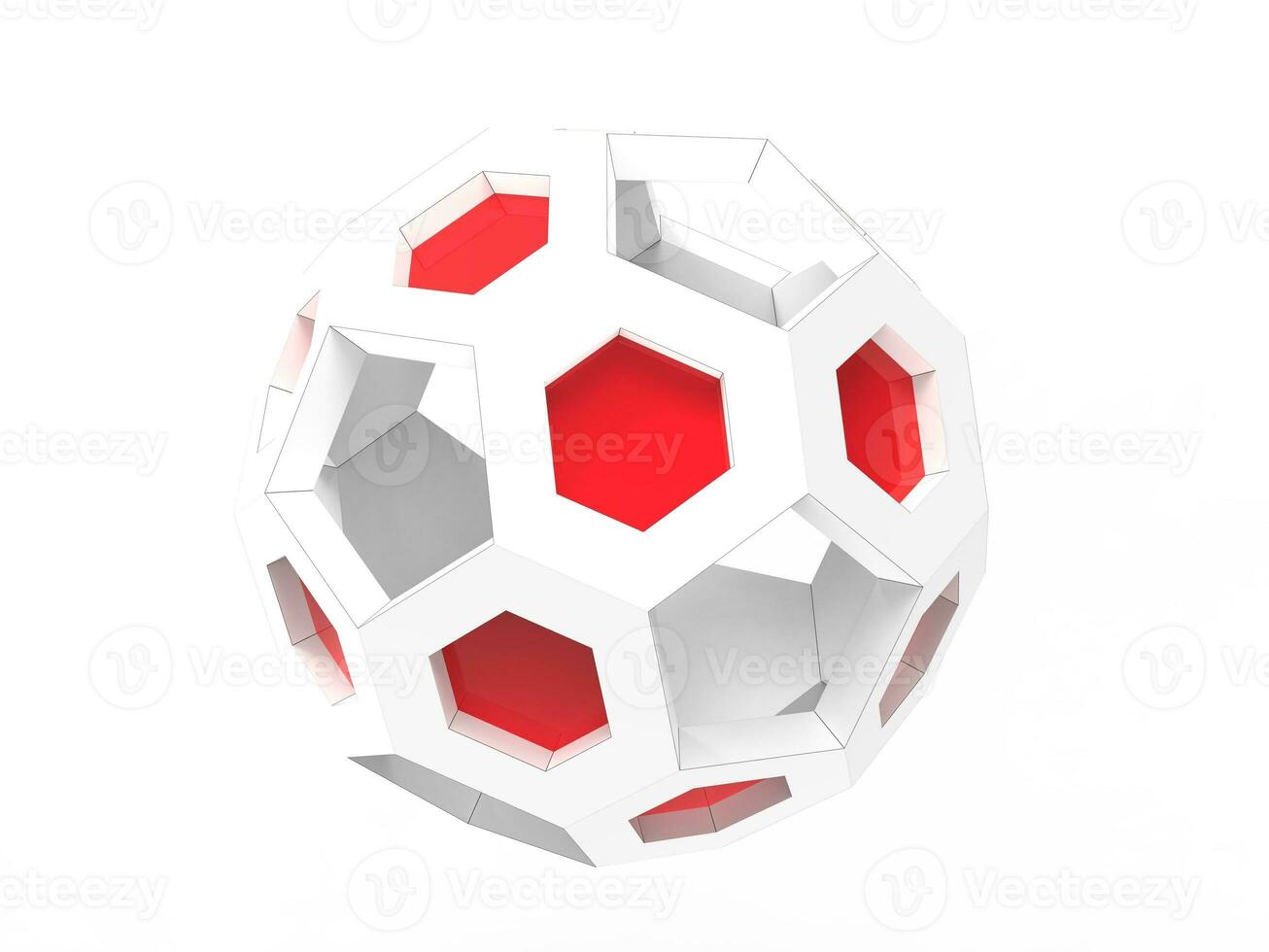 White geometric ball with red details photo