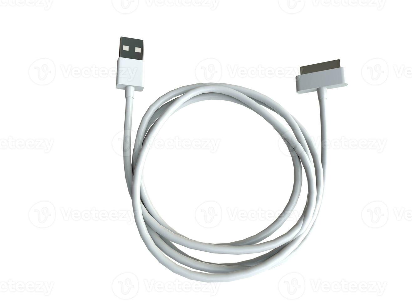 USB cable - parte superior ver en blanco fondo, ideal para digital y impresión diseño. foto