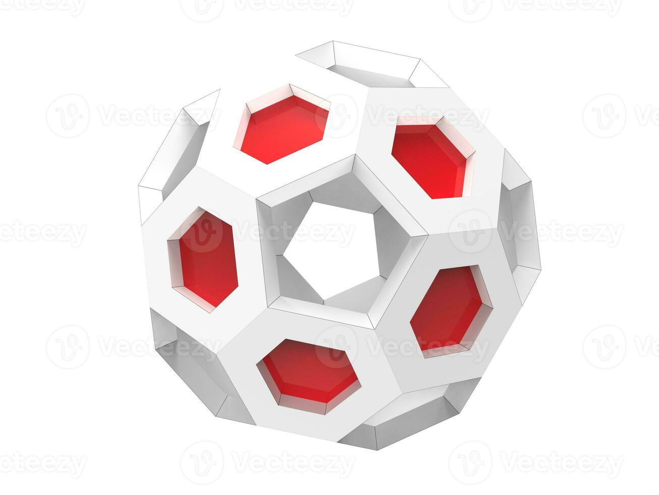 White geometric bucky ball with red details photo