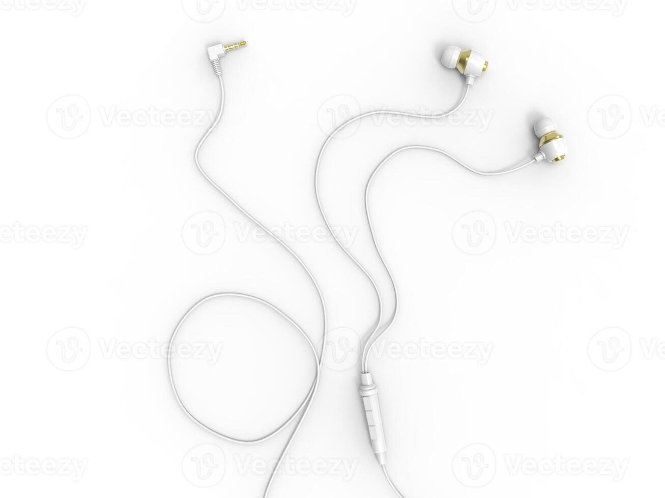 Modern white gold phone headphones - top down view photo