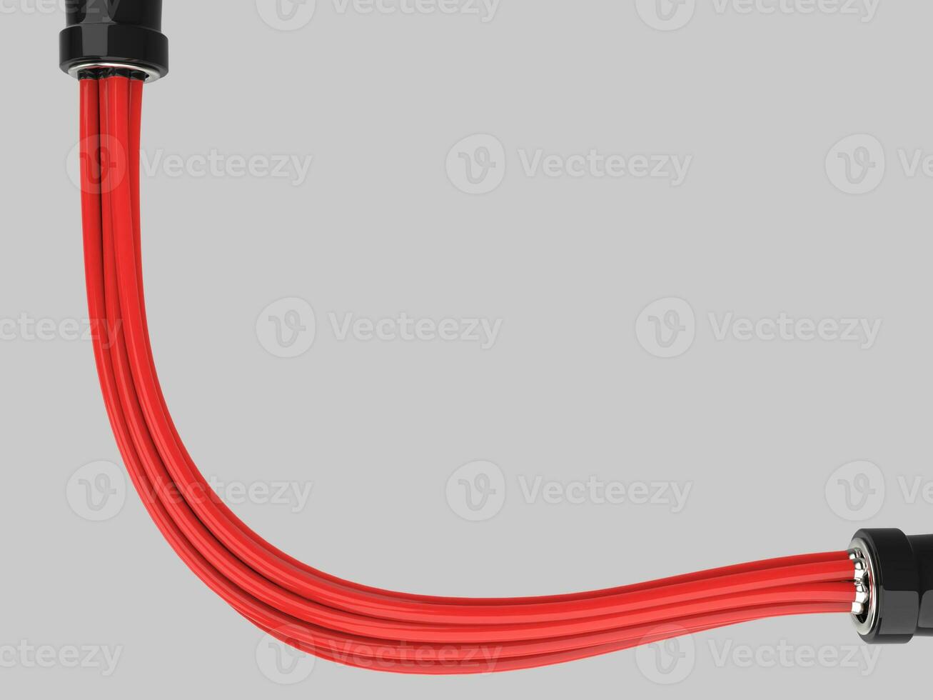 Red cables with black plugs - 3D Illustration photo