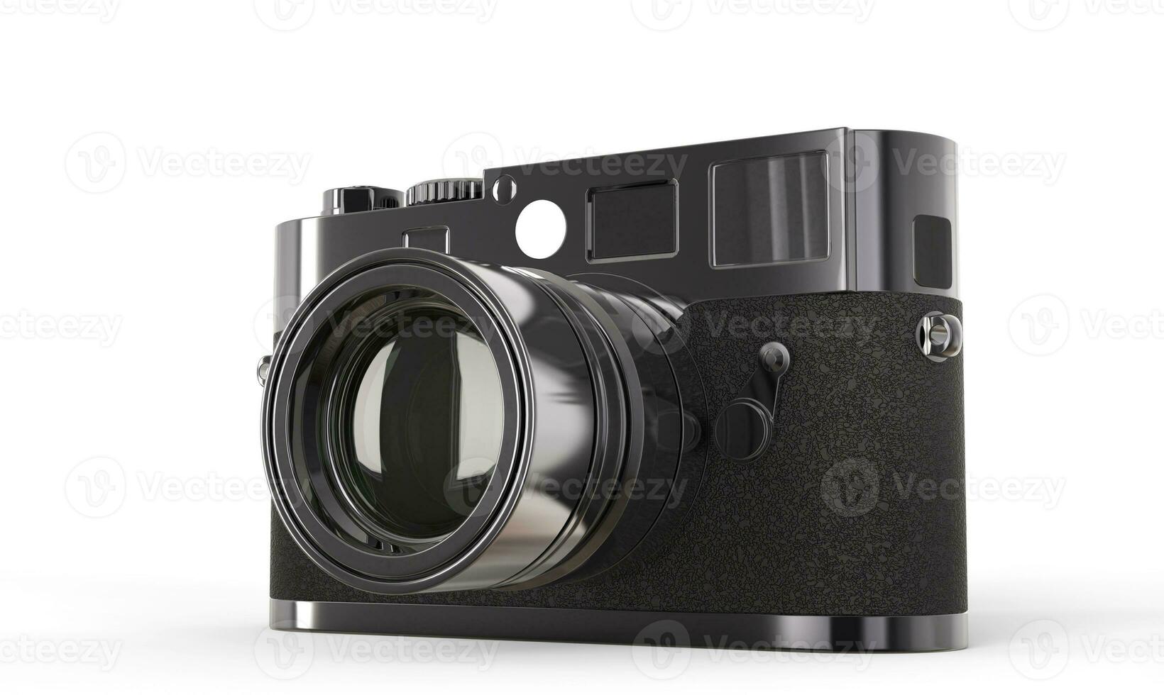 Black vintage style digital camera - angle view photo