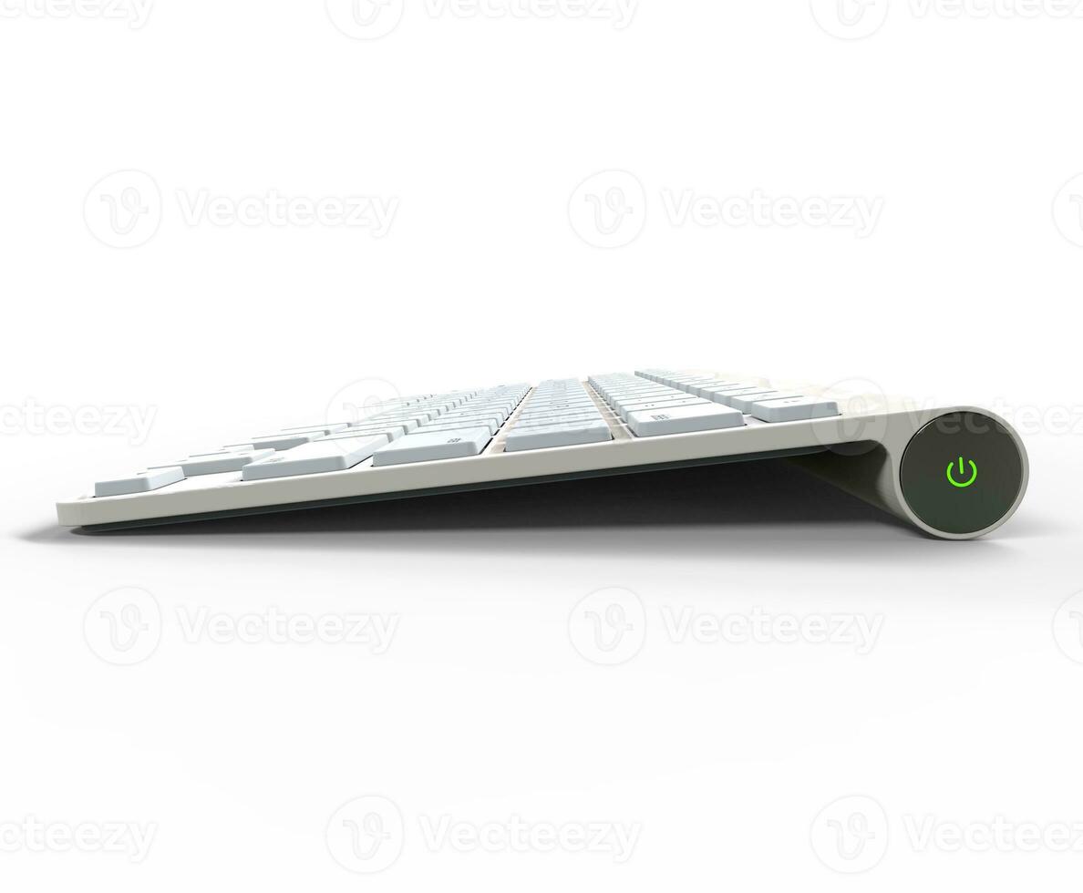 White keyboard - side view, on white background, ideal for digital and print design. photo