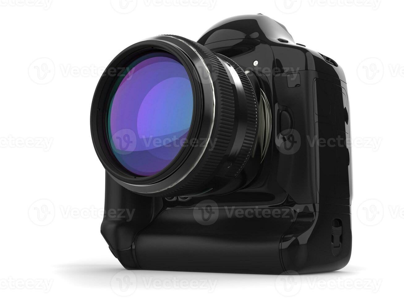 Modern professional black photo camera - low angle beauty shot