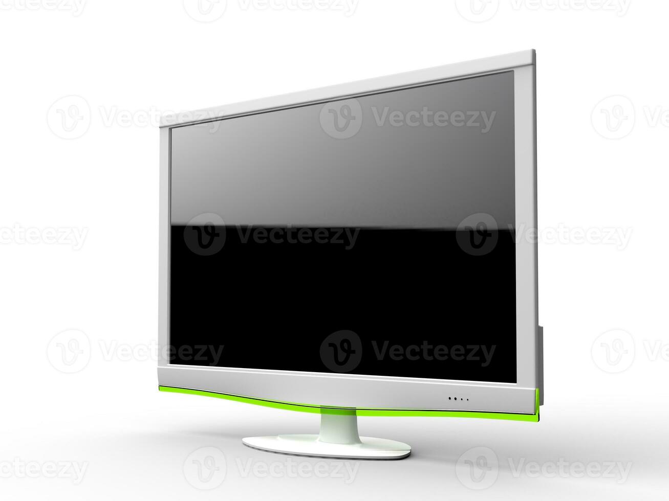 Modern stylish TV screen with green rim photo