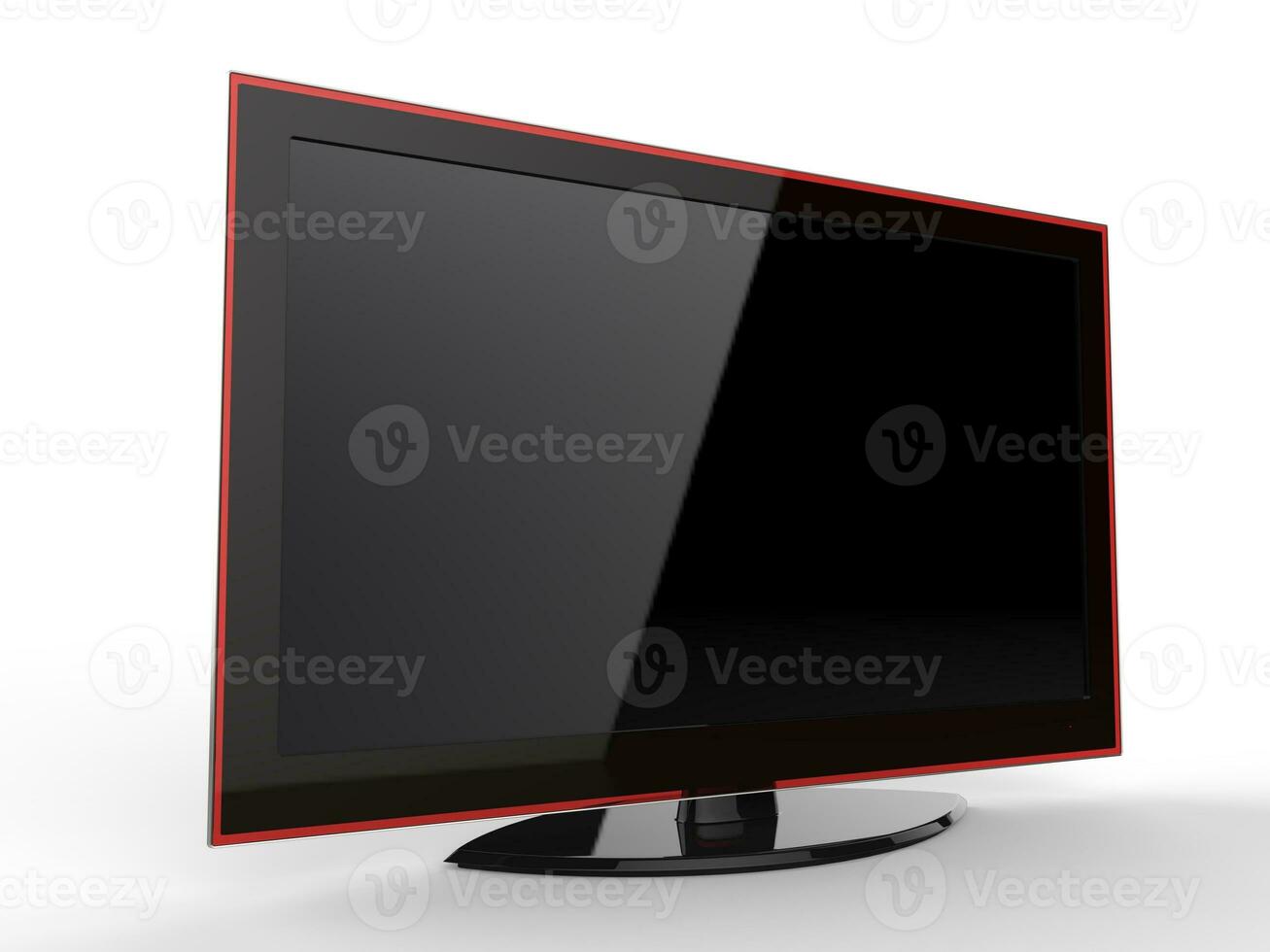moderno elegante televisión pantalla con rojo borde foto
